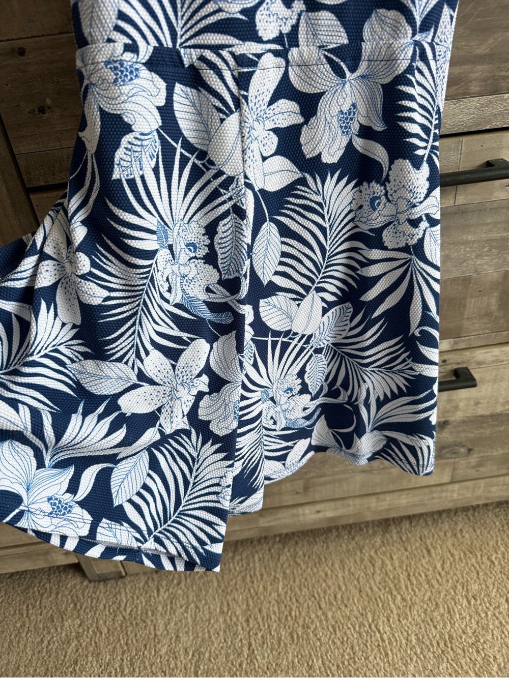 Tommy Bahama Navy & White Tropical Print Jumpsuit Romper - Picture 5 of 6
